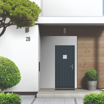 Smart Signature Abbey Square Aluminium Composite Door In Antique Grey