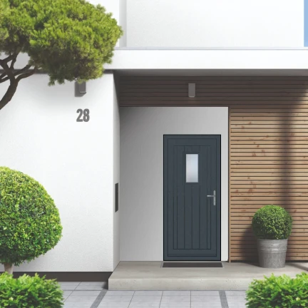 Smart Signature Abbey Rectangle Aluminium Composite Door In Antique Grey