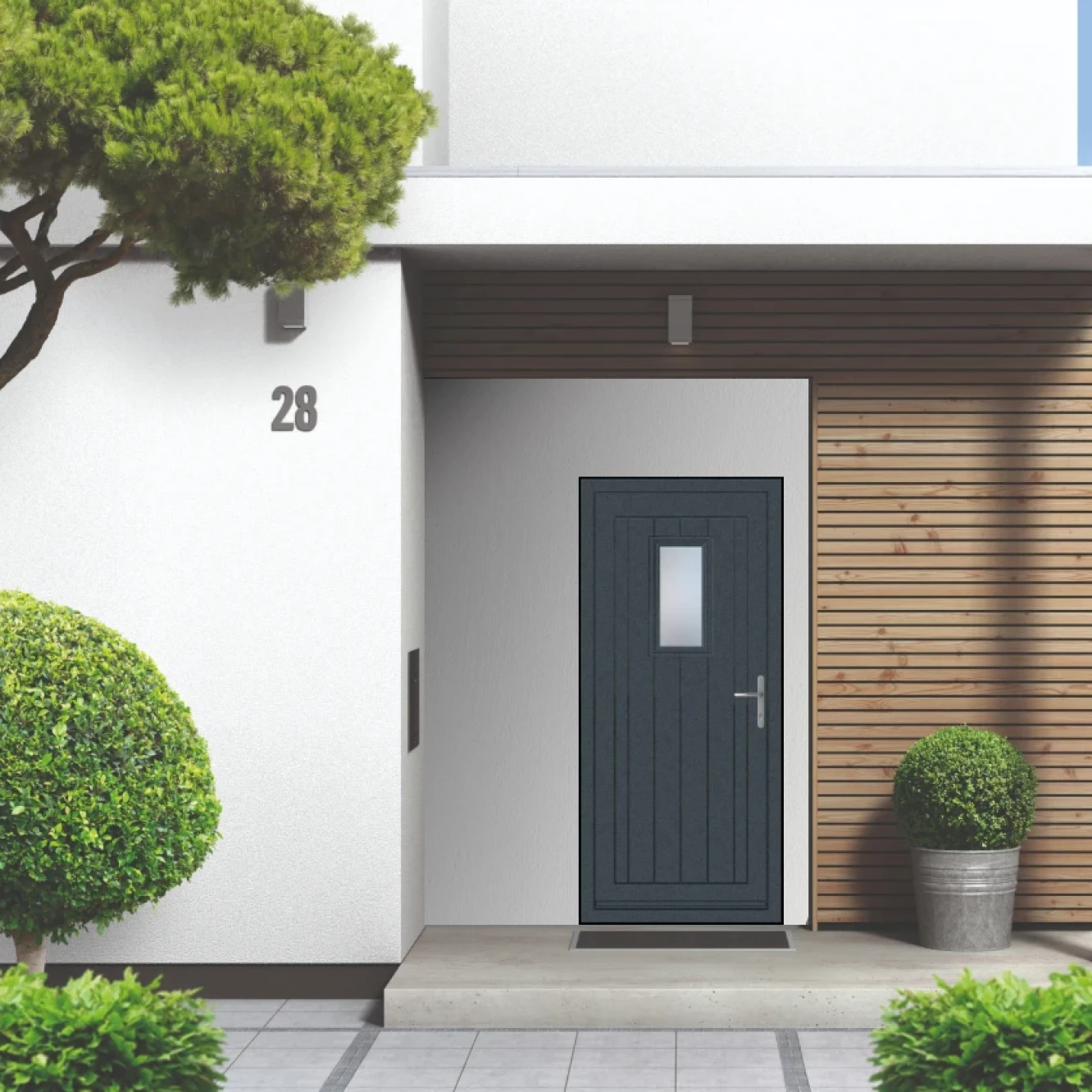 Smart Signature Abbey Rectangle Aluminium Composite Door In Antique Grey Image