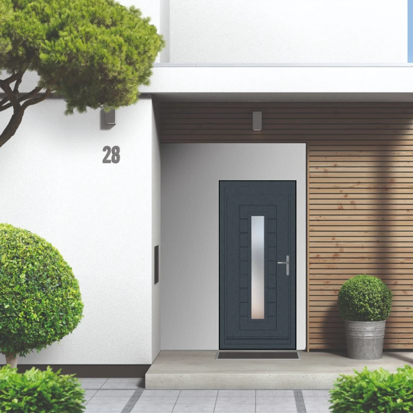 Smart Signature Portobello Full Glazed Aluminium Composite Door In Antique Grey Image