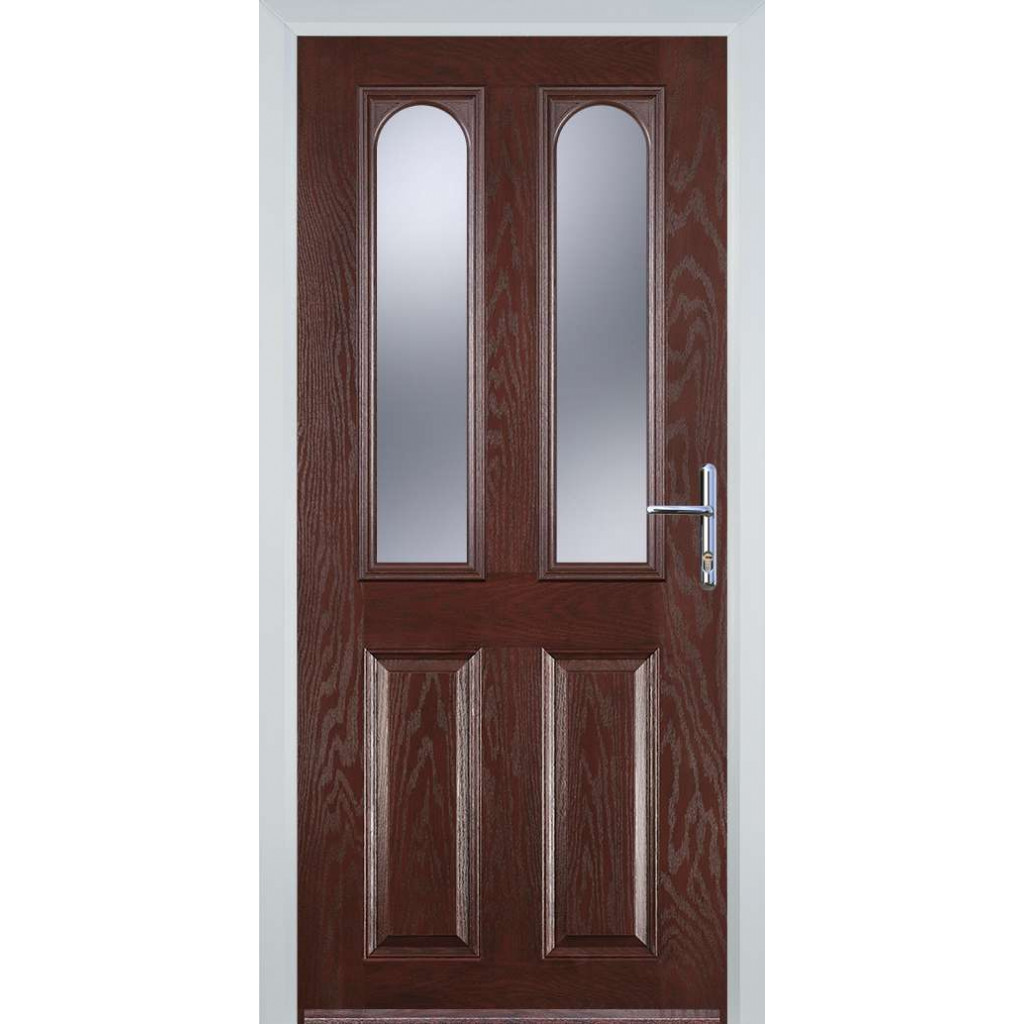 Door Stop 2 Panel 2 Arch (A) Composite Traditional Door In Dark Wood Image