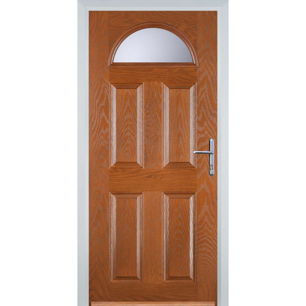 Door Stop 4 Panel 1 Arch (D) Composite Traditional Door In Oak Image