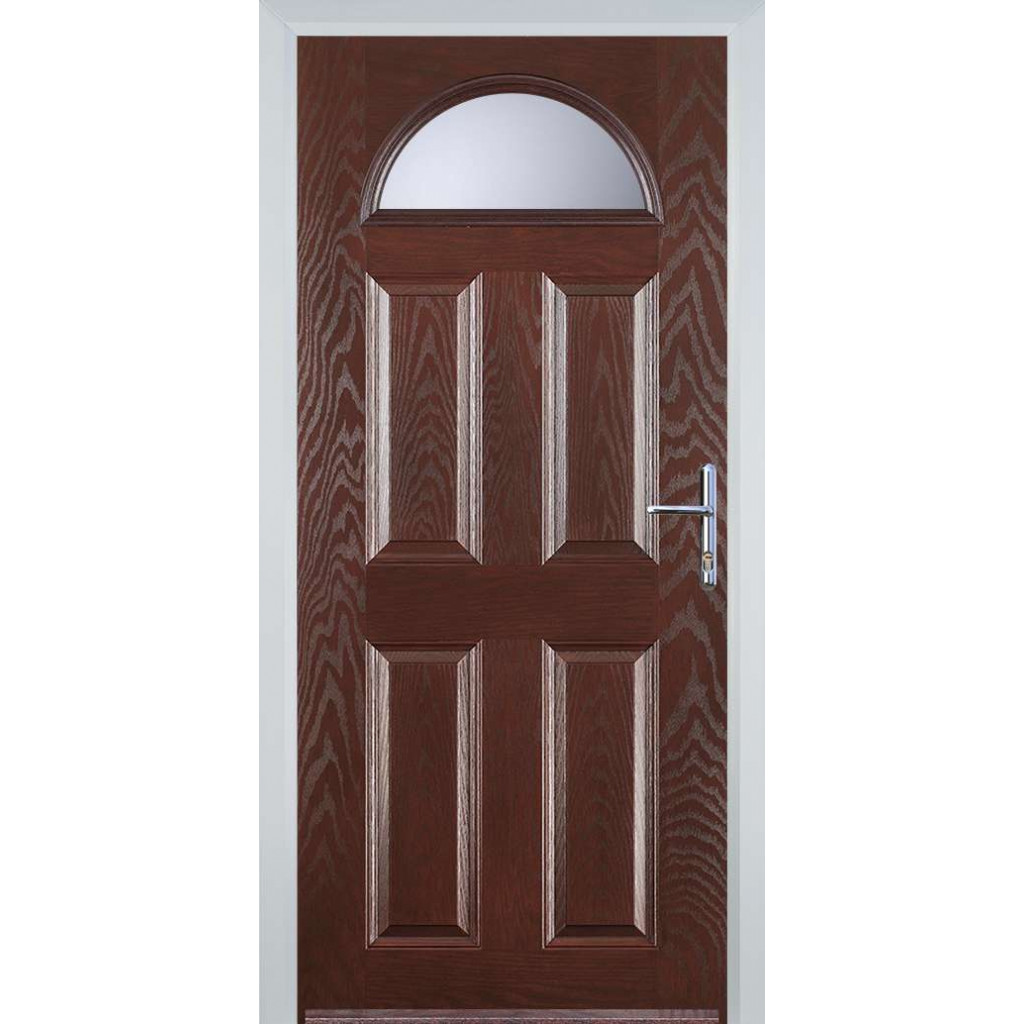Door Stop 4 Panel 1 Arch (D) Composite Traditional Door In Dark Wood Image