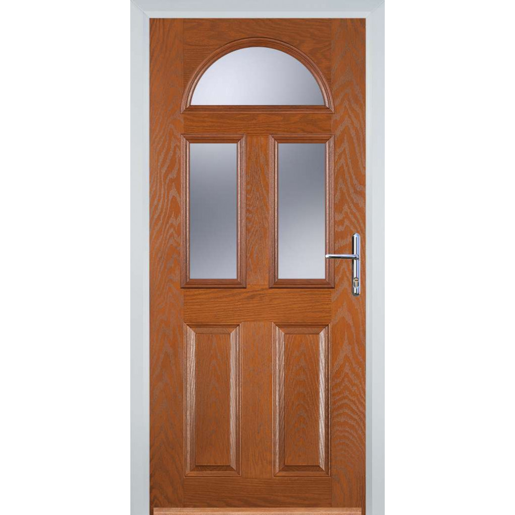 Door Stop 2 Panel 2 Square 1 Arch (G) Composite Traditional Door In Oak Image