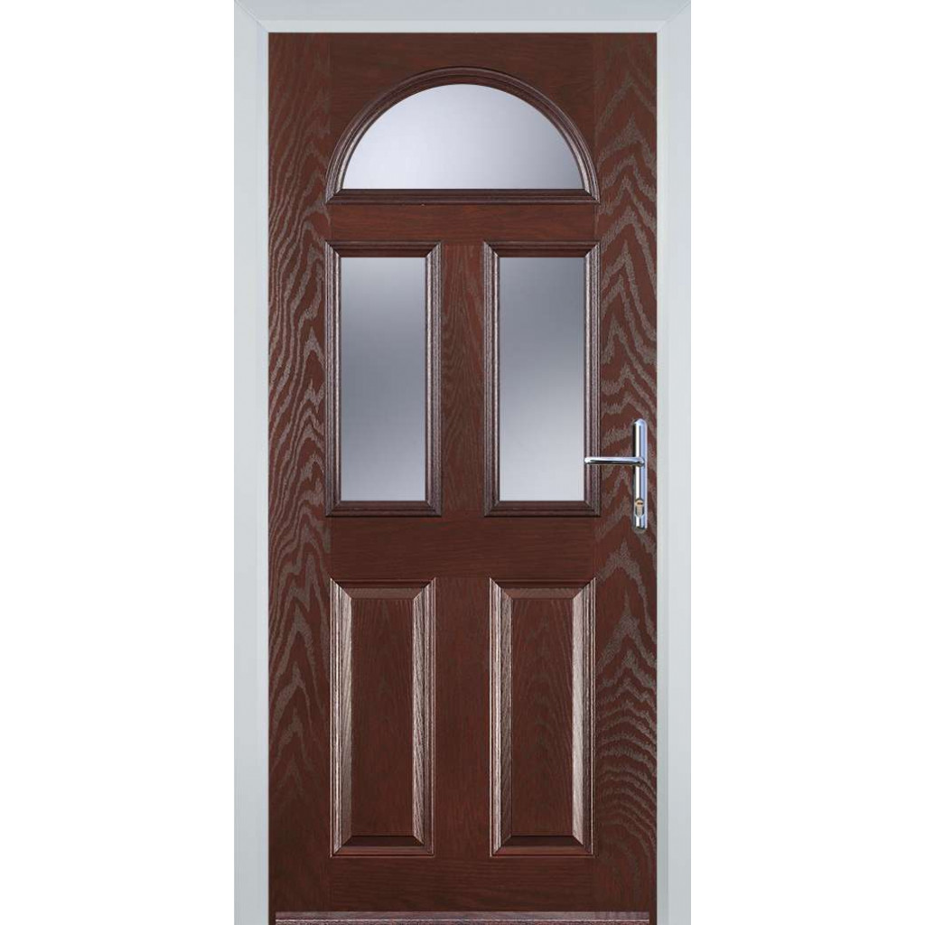 Door Stop 2 Panel 2 Square 1 Arch (G) Composite Traditional Door In Dark Wood Image