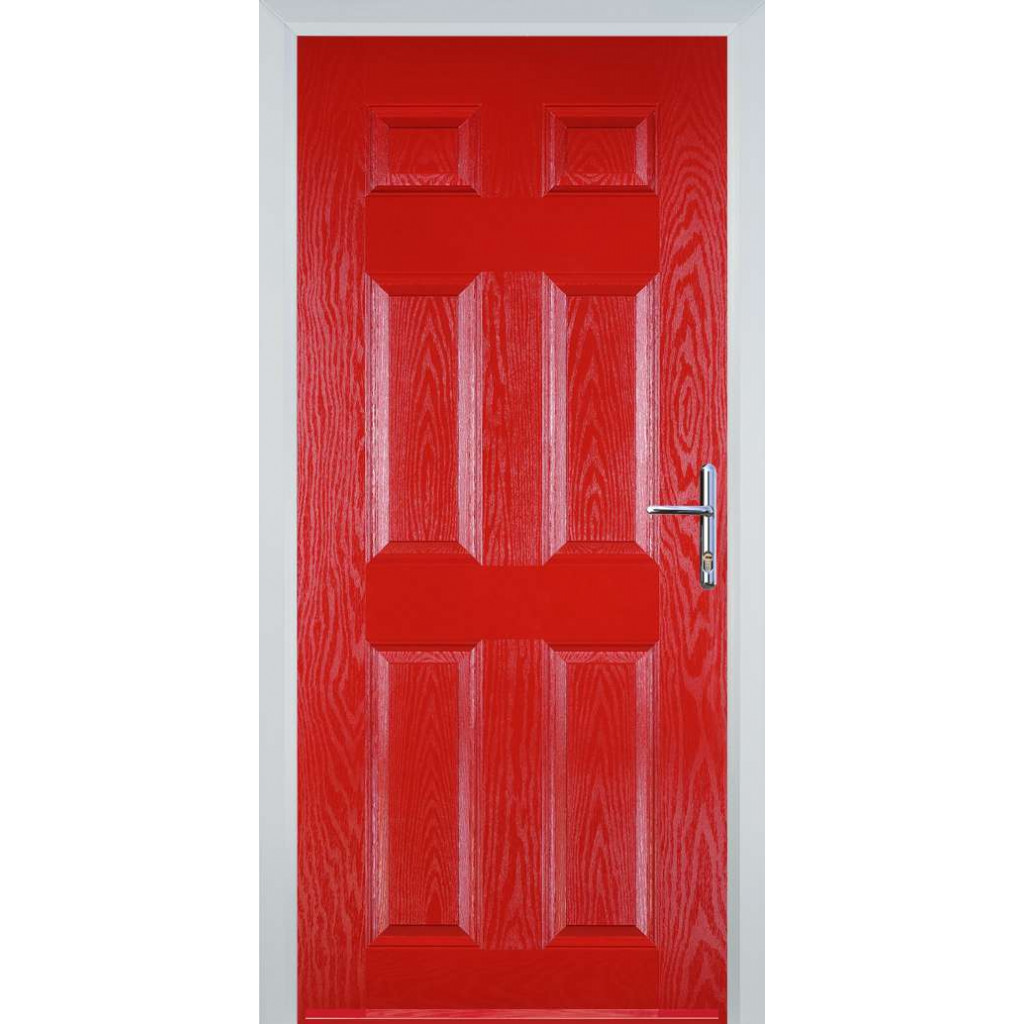 Door Stop 6 Panel (H) Composite Traditional Door In Poppy Red (High Gloss) Image