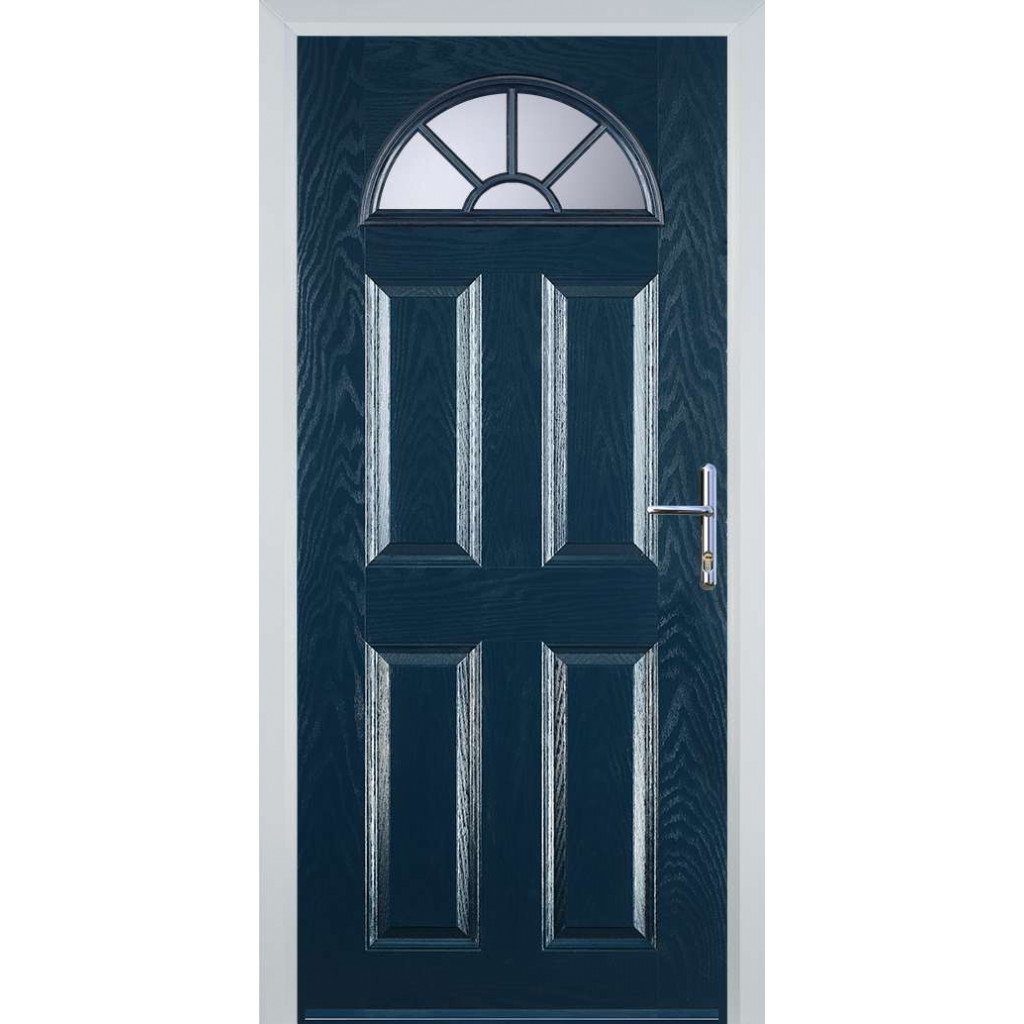 Door Stop 4 Panel Sunburst (J) Composite Traditional Door In Blue Image