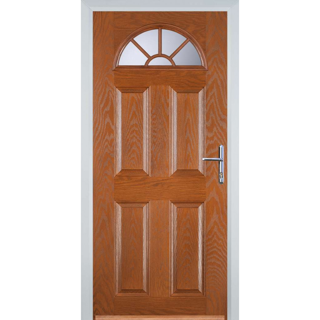 Door Stop 4 Panel Sunburst (J) Composite Traditional Door In Oak Image