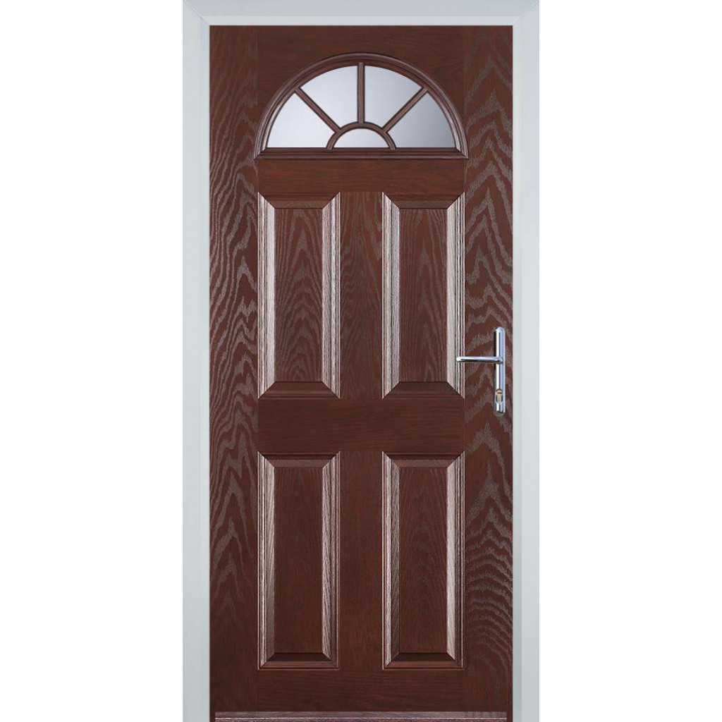 Door Stop 4 Panel Sunburst (J) Composite Traditional Door In Dark Wood Image