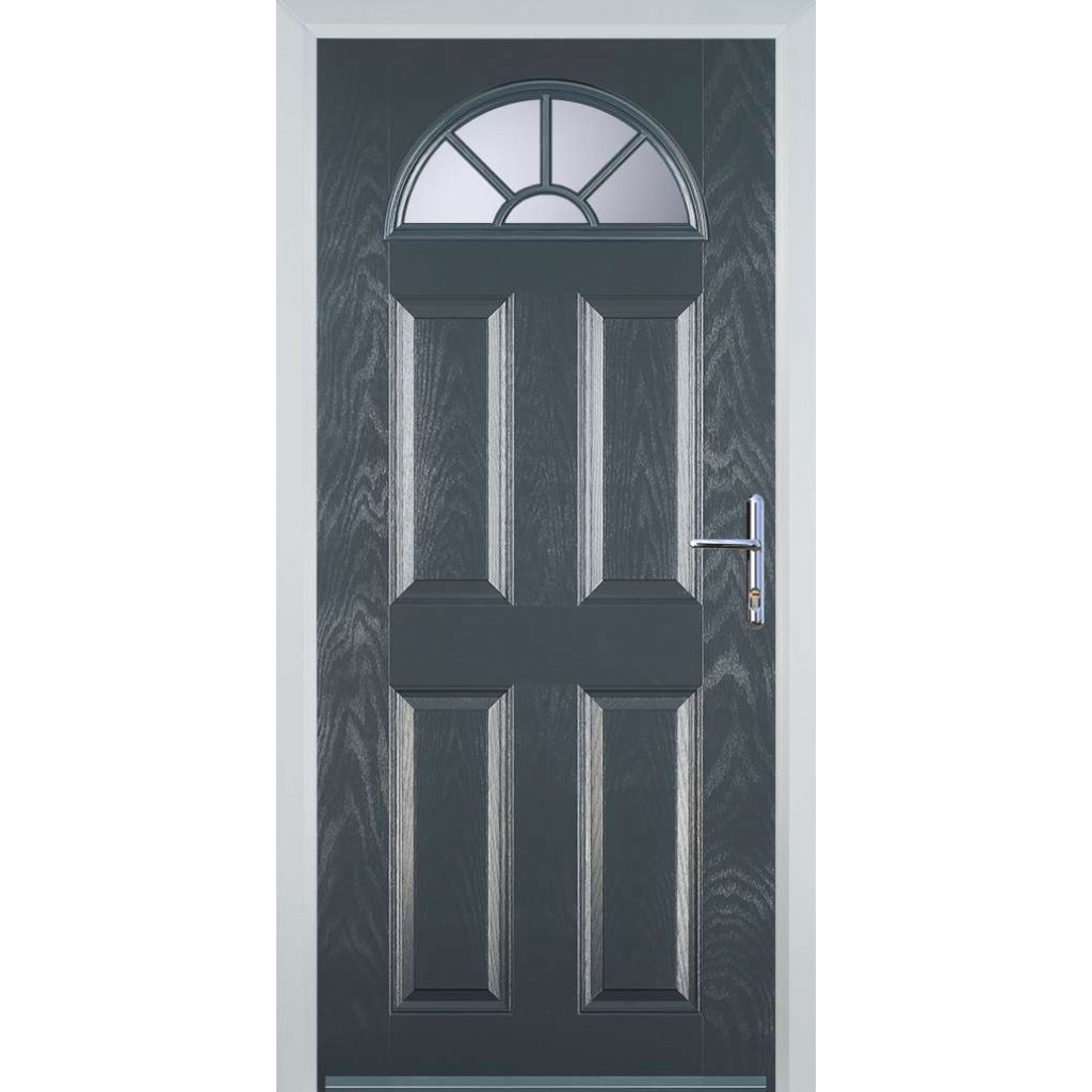 Door Stop 4 Panel Sunburst (J) Composite Traditional Door In Grey Image