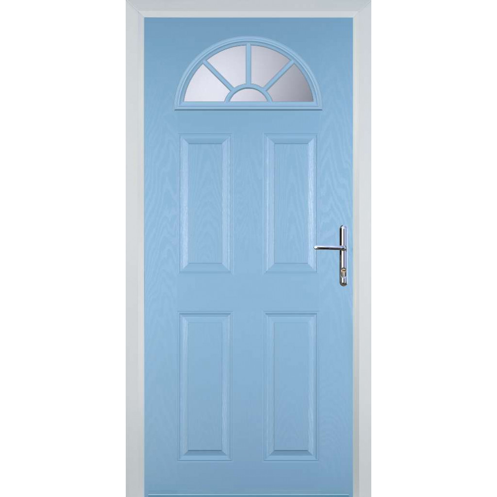 Door Stop 4 Panel Sunburst (J) Composite Traditional Door In Duck Egg Blue Image