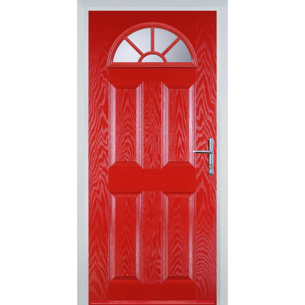 Door Stop 4 Panel Sunburst (J) Composite Traditional Door In Poppy Red (High Gloss) Image