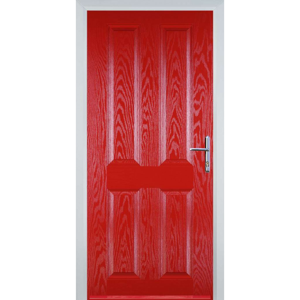 Door Stop 4 Panel (Q) Composite Traditional Door In Poppy Red (High Gloss) Image