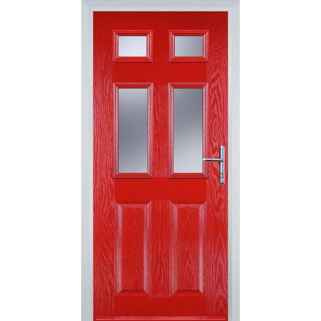 Door Stop 2 Panel 4 Square (T) Composite Traditional Door In Poppy Red (High Gloss) Image