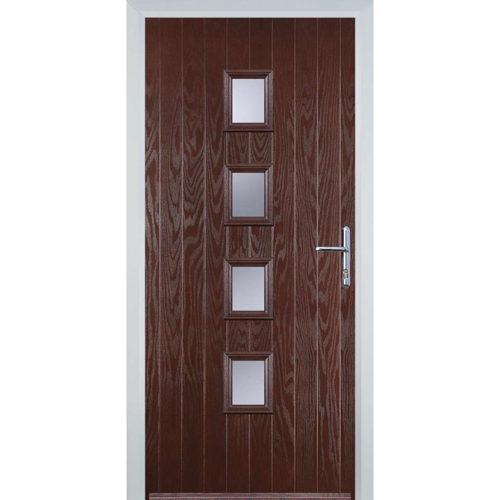 Door Stop 4 Square (W) Composite Contemporary Door In Dark Wood Image