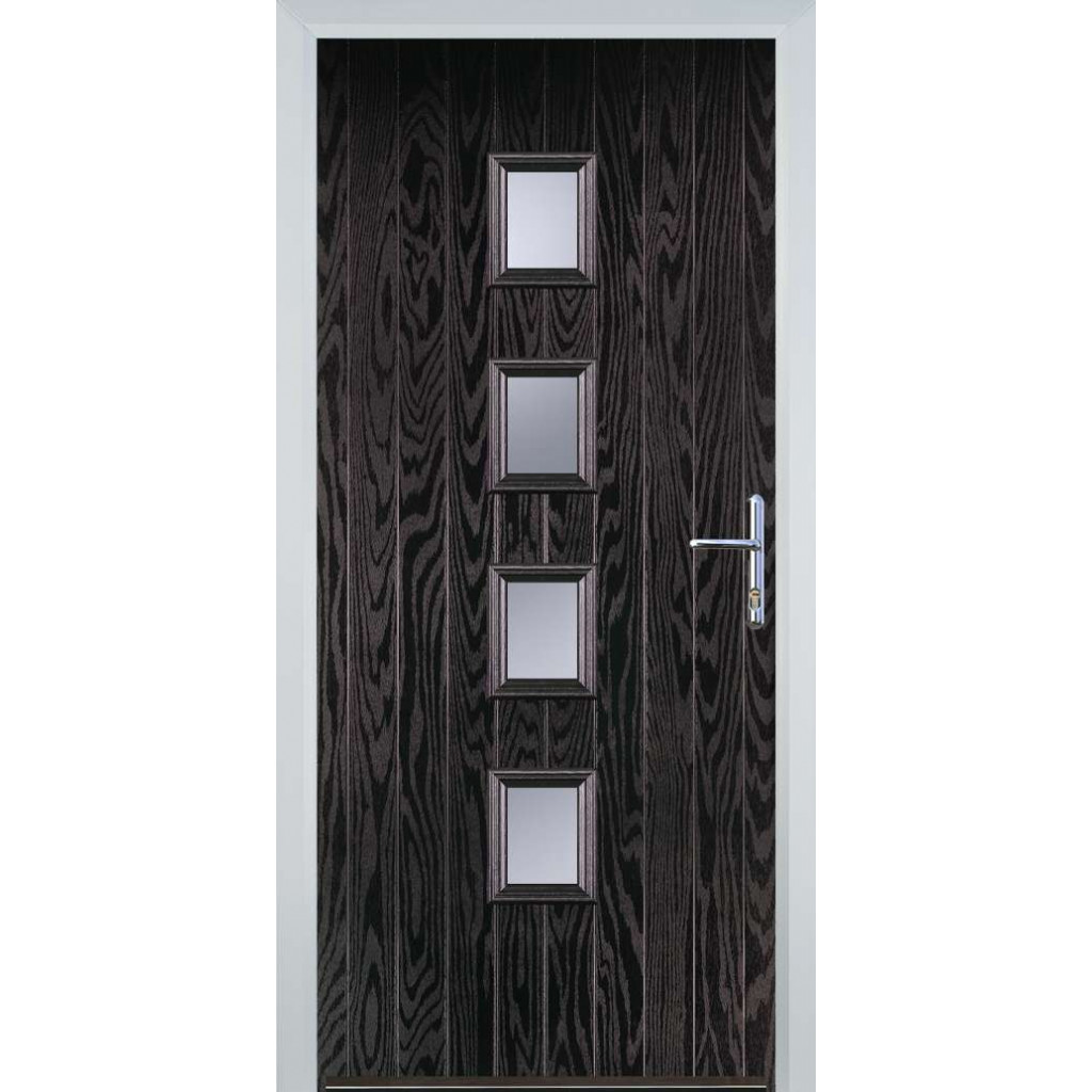 Door Stop 4 Square (W) Composite Contemporary Door In Black Brown Image