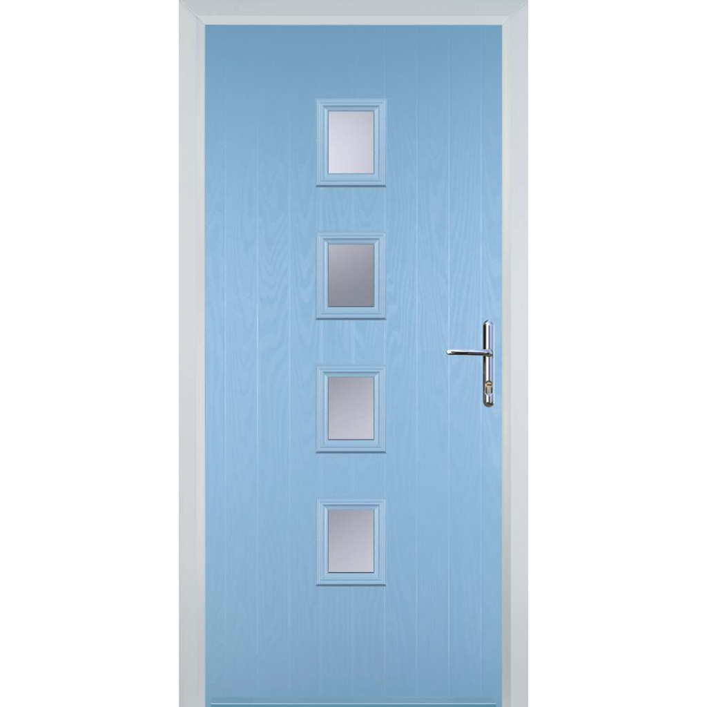 Door Stop 4 Square (W) Composite Contemporary Door In Duck Egg Blue Image