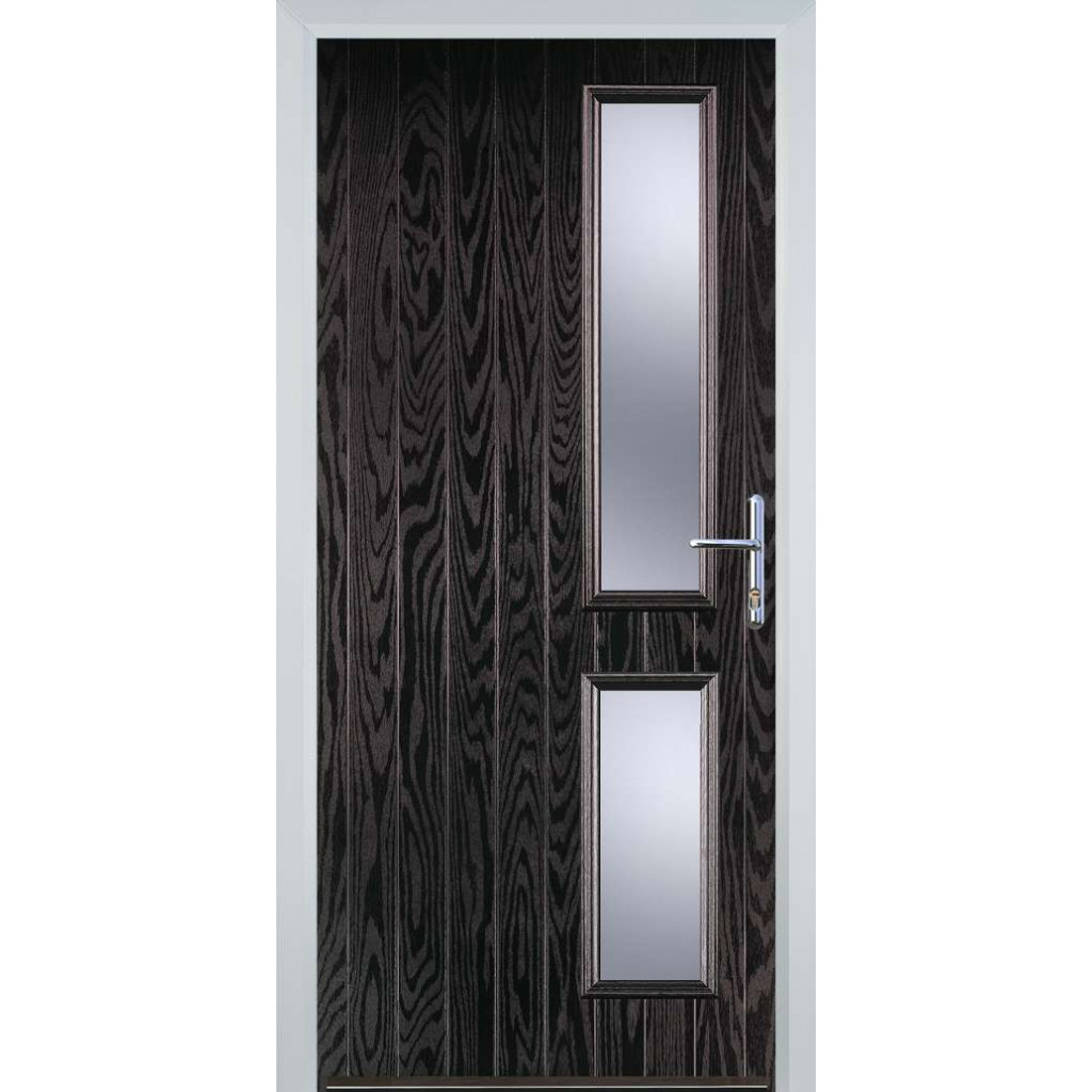 Door Stop Twin Side (Z) Composite Contemporary Door In Black Brown Image
