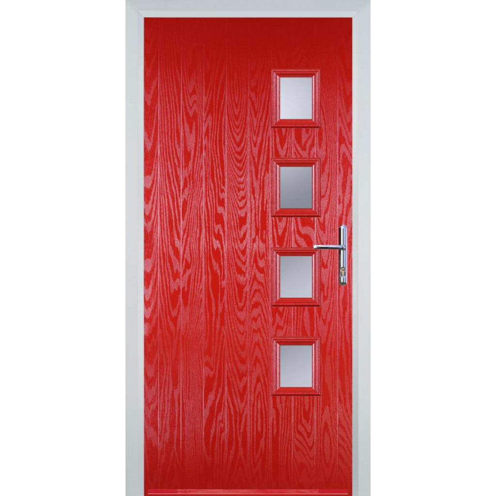 Door Stop 4 Square (W4) Composite Contemporary Door In Poppy Red (High Gloss) Image