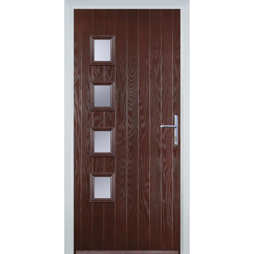 Door Stop 4 Square (W4H) Composite Contemporary Door In Dark Wood Image
