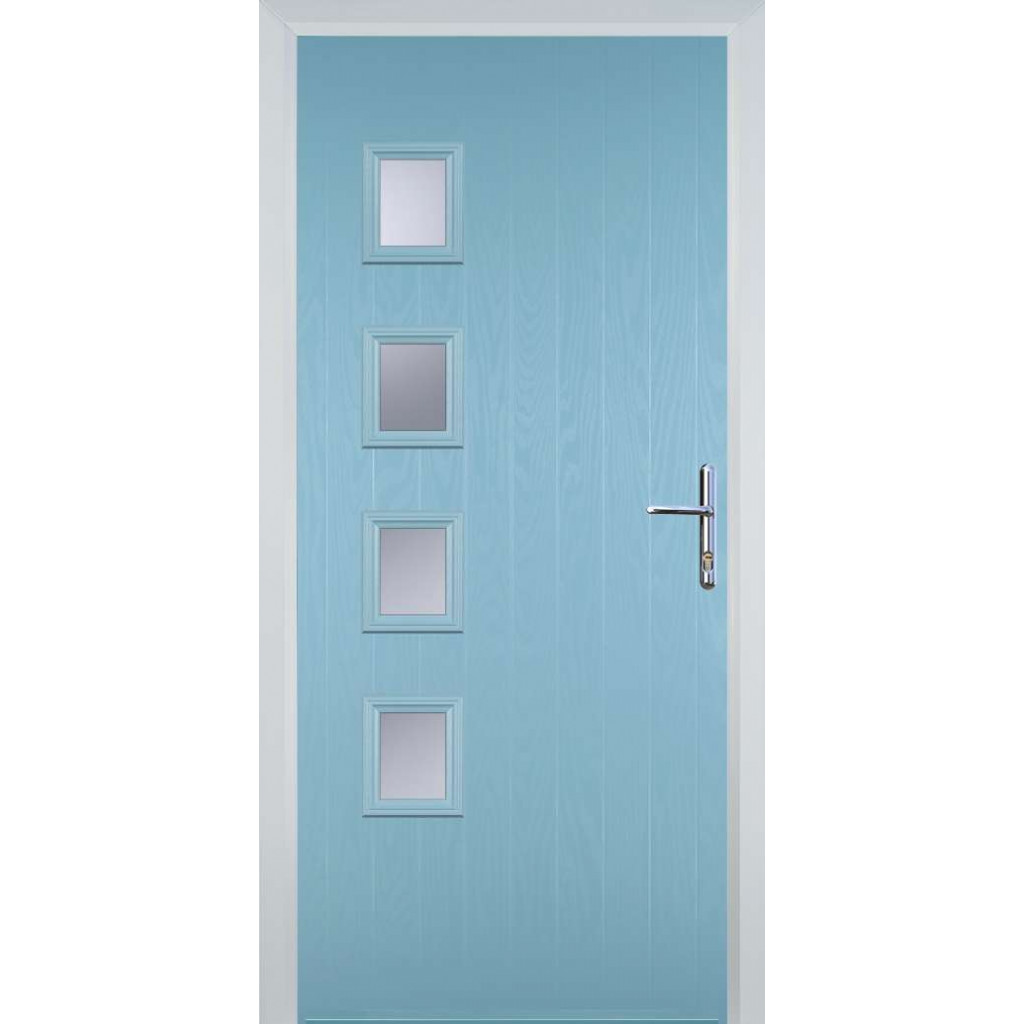 Door Stop 4 Square (W4H) Composite Contemporary Door In Duck Egg Blue Image