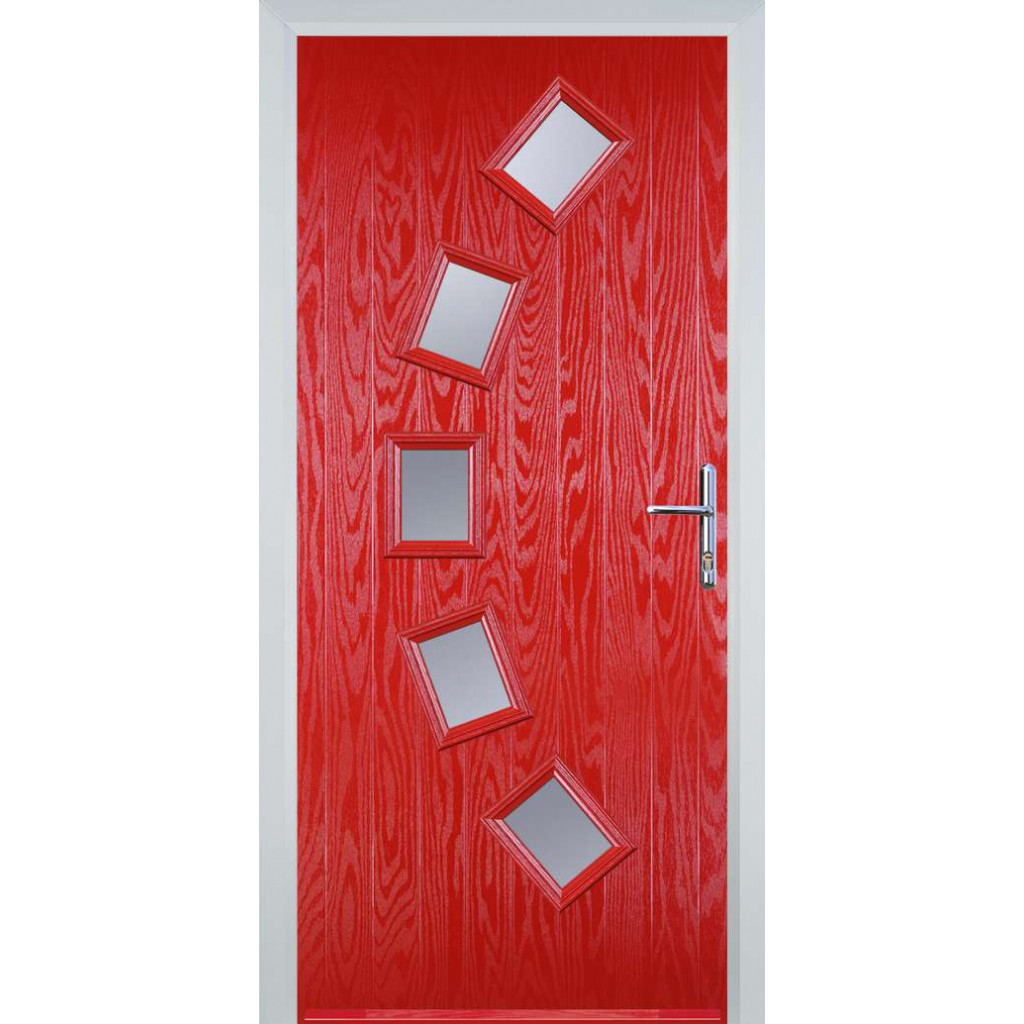Door Stop 5 Square Curved (54) Composite Contemporary Door In Poppy Red (High Gloss) Image