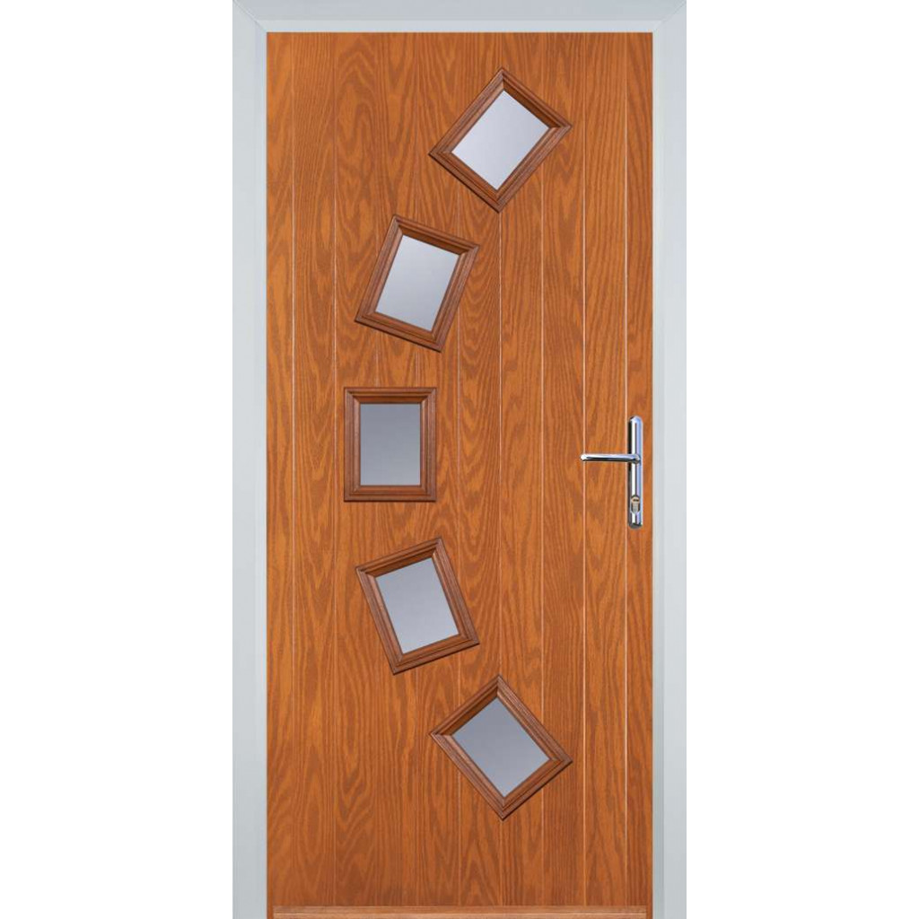 Door Stop 5 Square Curved (54) Composite Contemporary Door In Oak Image