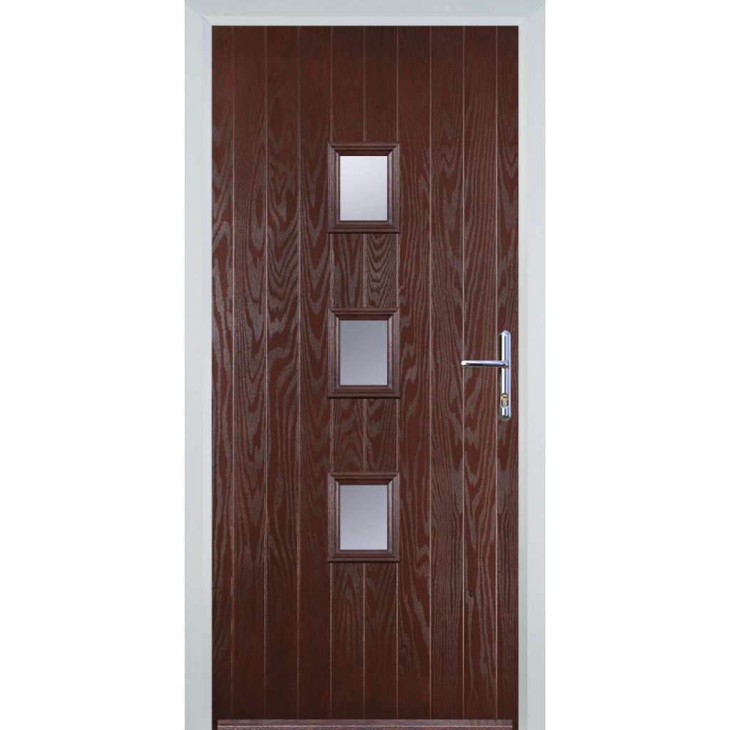 Door Stop 3 Square Mid (Y3) Composite Contemporary Door In Dark Wood Image