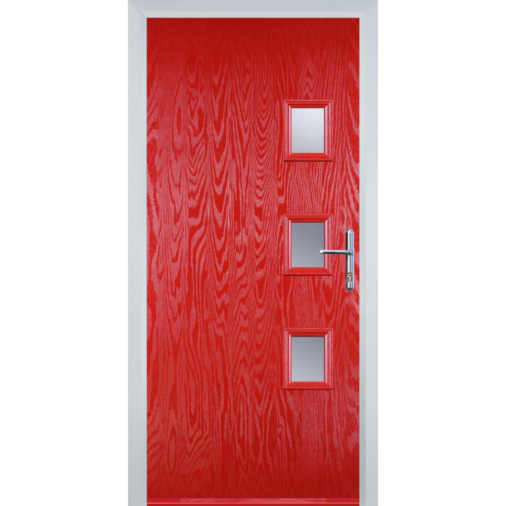 Door Stop 3 Square - Flush Grained (Y) Composite Flush Door In Poppy Red (High Gloss) Image