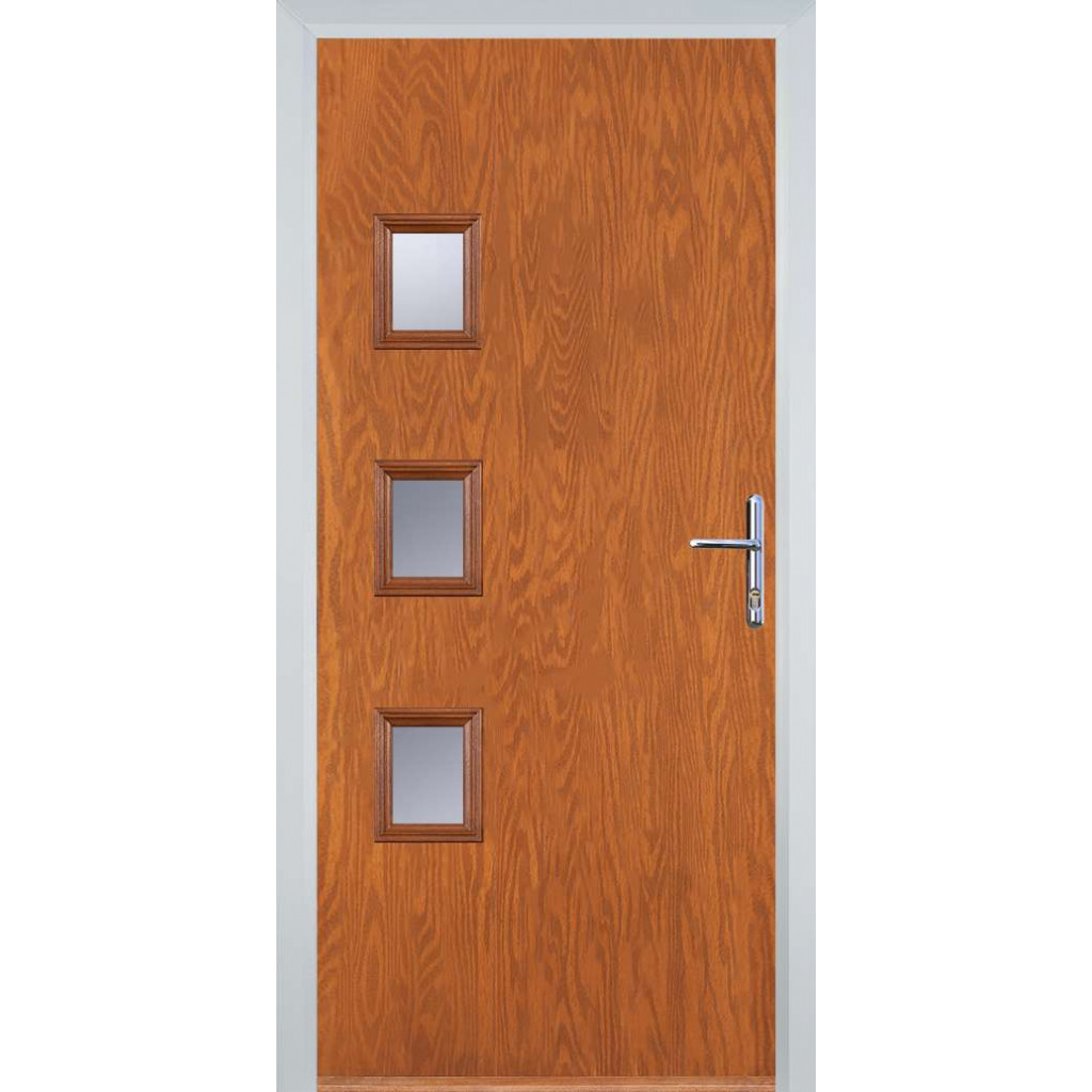 Door Stop 3 Square - Flush Grained (YH) Composite Flush Door In Oak Image