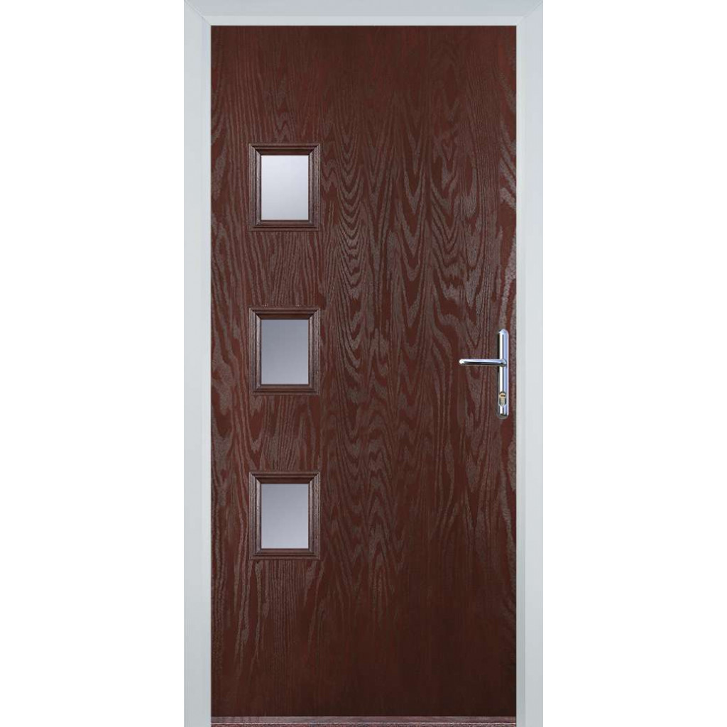 Door Stop 3 Square - Flush Grained (YH) Composite Flush Door In Dark Wood Image