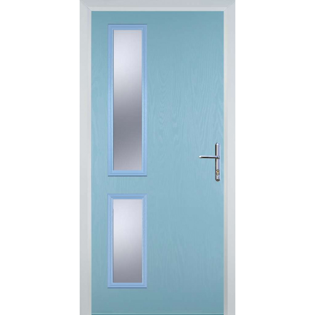 Door Stop Twin Side - Flush Grained (ZH) Composite Flush Door In Duck Egg Blue Image