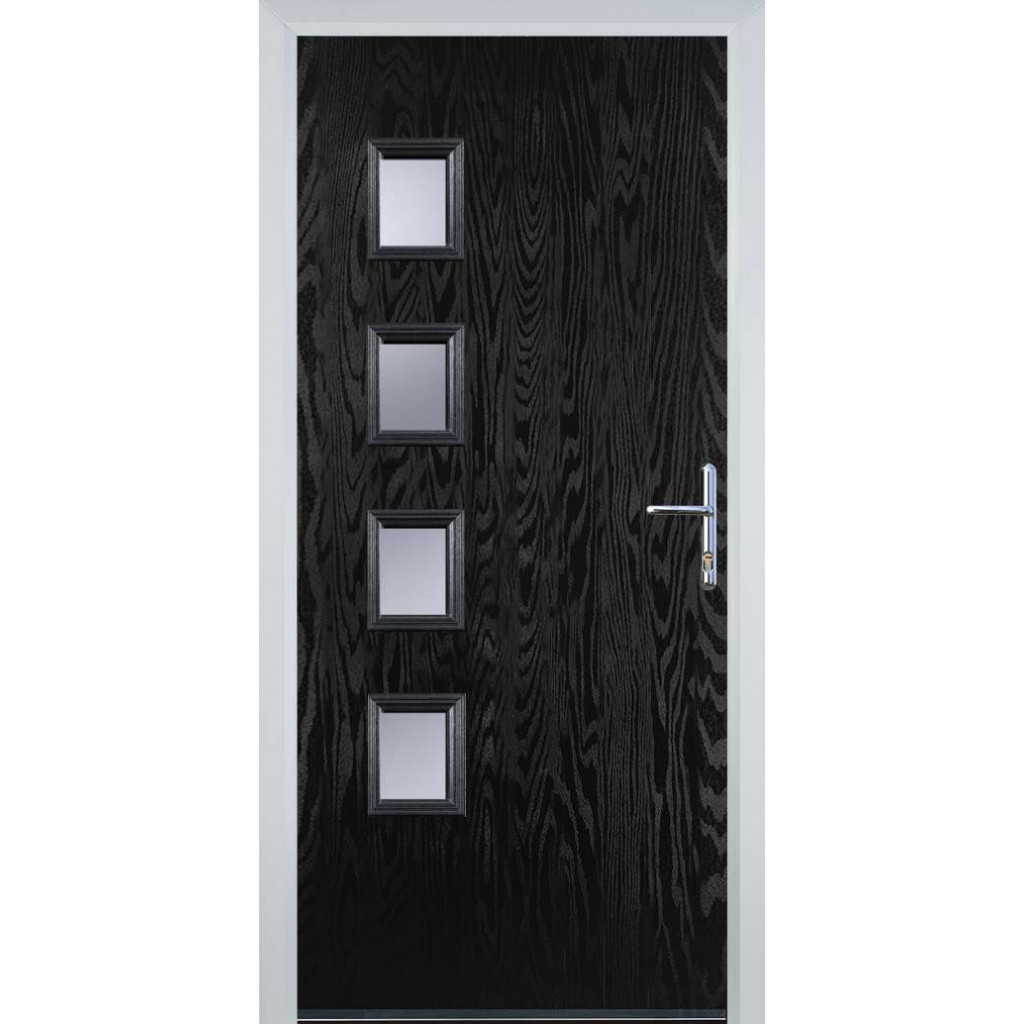 Door Stop 4 Square - Flush Grained (W4H) Composite Flush Door In Black Image