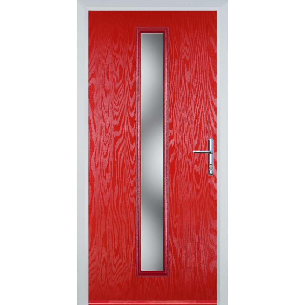 Door Stop Cottage Long - Flush Grained (59) Composite Flush Door In Poppy Red (High Gloss) Image