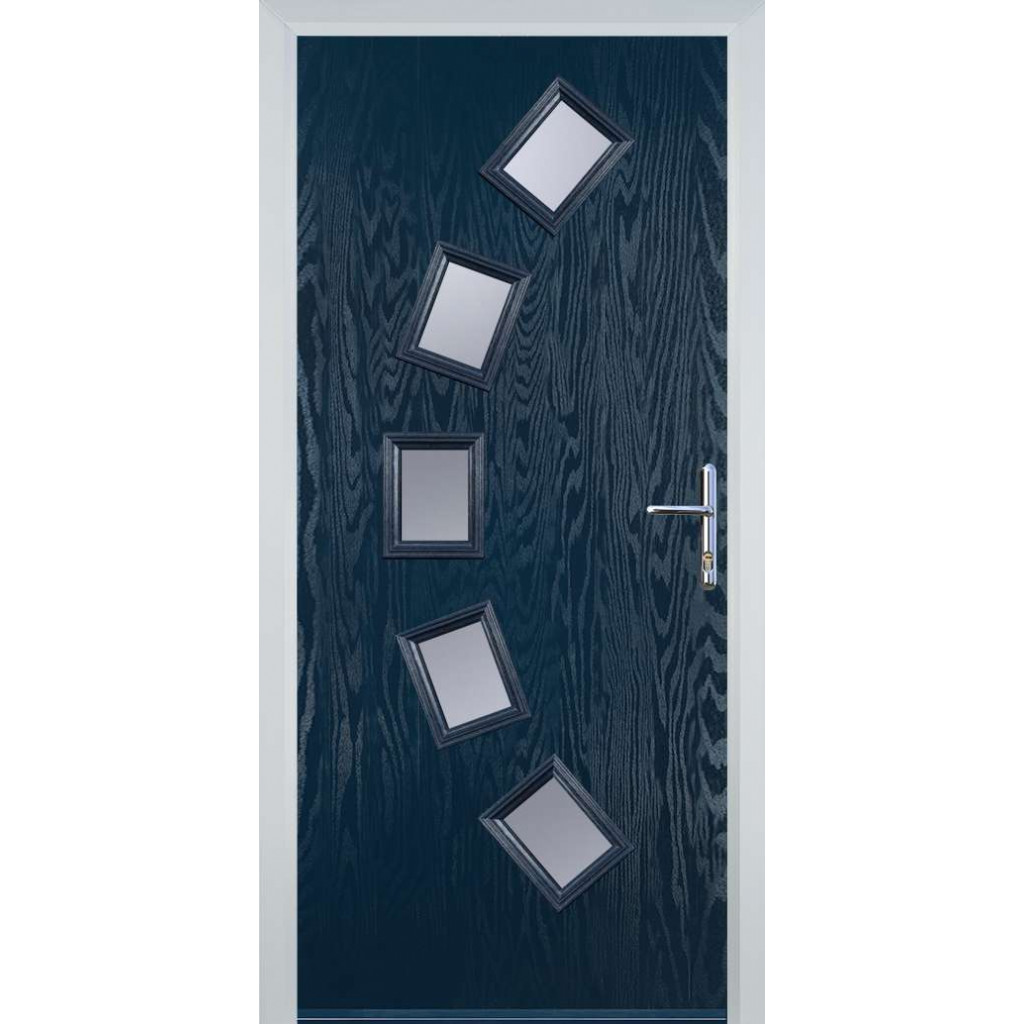Door Stop 5 Square Curved - Flush Grained (54) Composite Flush Door In Blue Image