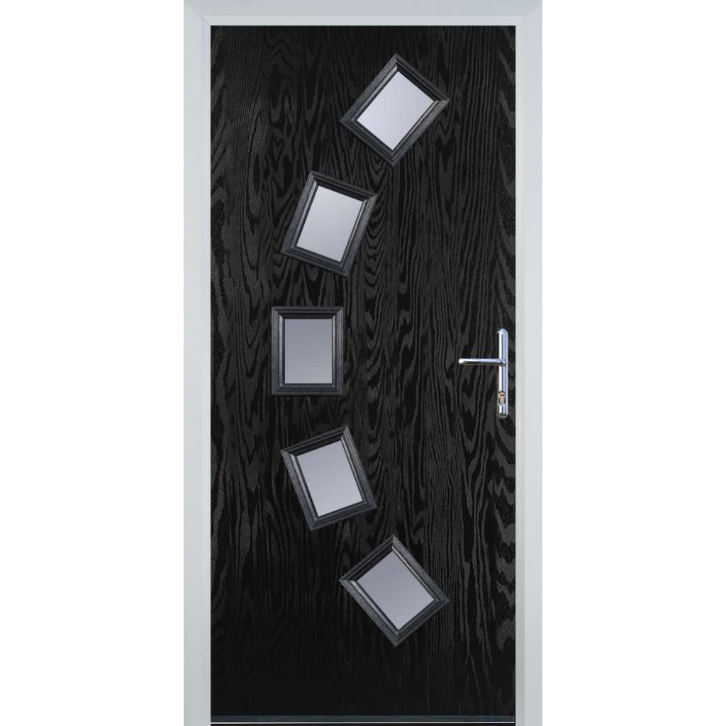 Door Stop 5 Square Curved - Flush Grained (54) Composite Flush Door In Black Image