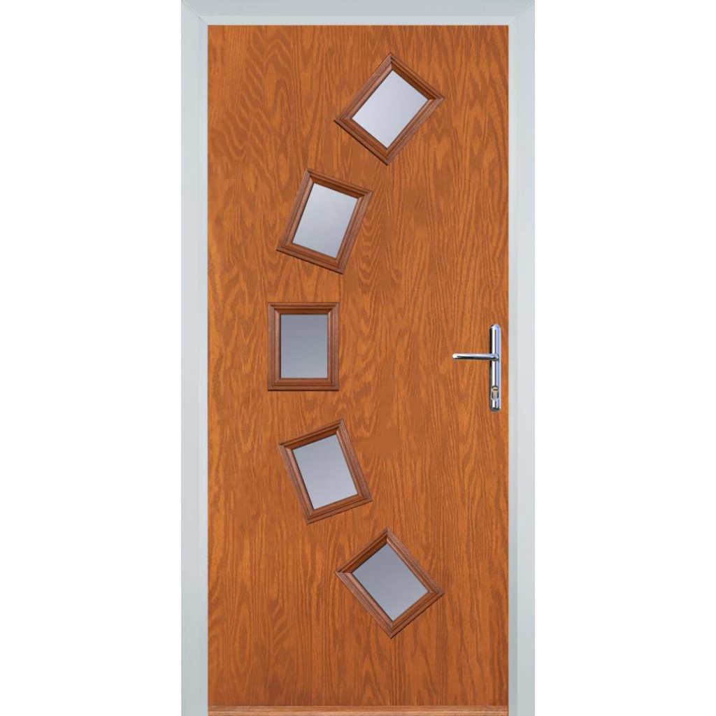 Door Stop 5 Square Curved - Flush Grained (54) Composite Flush Door In Oak Image