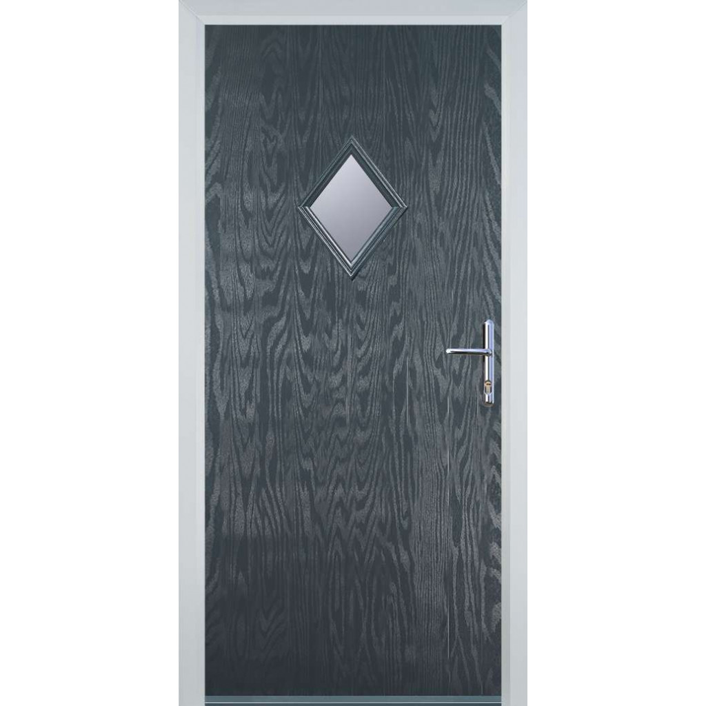 Door Stop Diamond - Flush Grained (P) Composite Flush Door In Grey Image