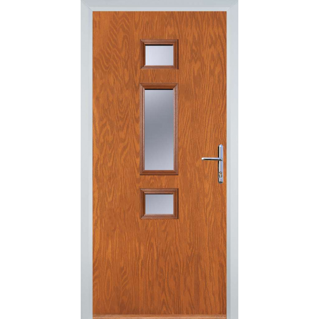 Door Stop Mid 3 Square - Flush Grained (S) Composite Flush Door In Oak Image