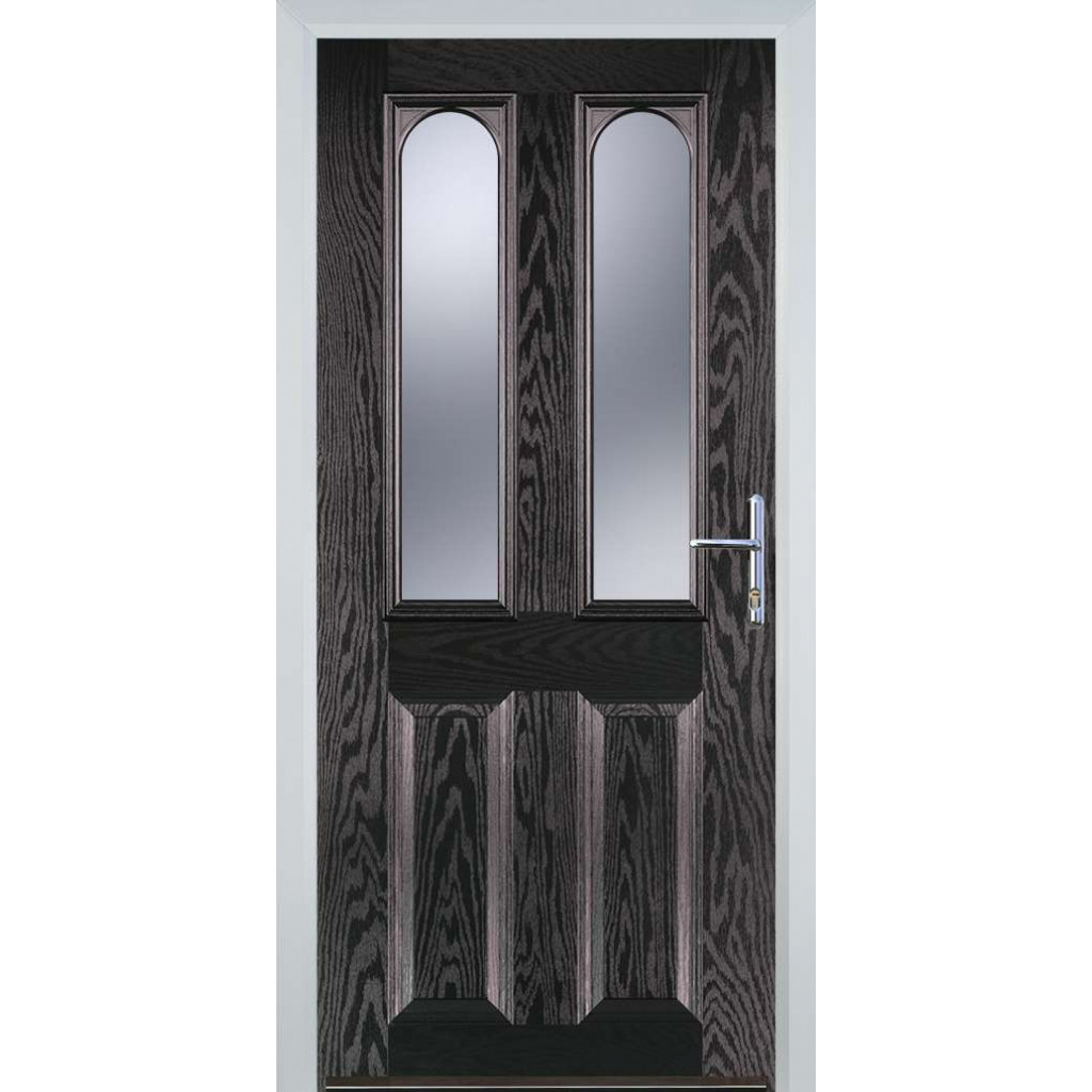 Door Stop 2 Panel 2 Arch (A) Composite Traditional Door In Black Brown Image