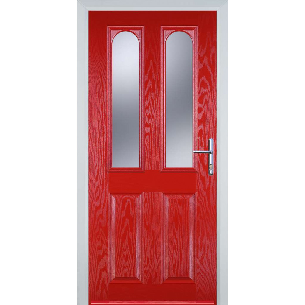 Door Stop 2 Panel 2 Arch (A) Composite Traditional Door In Poppy Red (High Gloss) Image