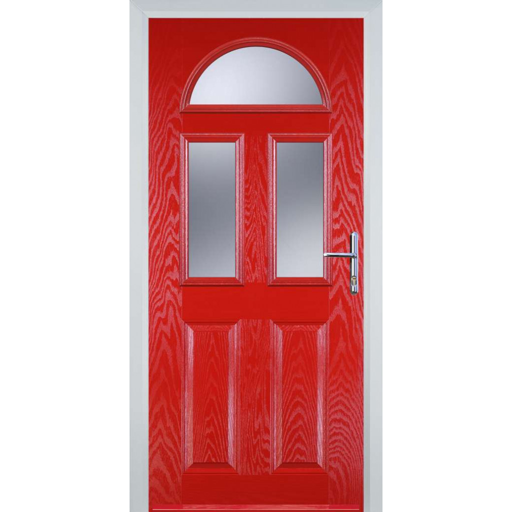 Door Stop 2 Panel 2 Square 1 Arch (G) Composite Traditional Door In Poppy Red (High Gloss) Image