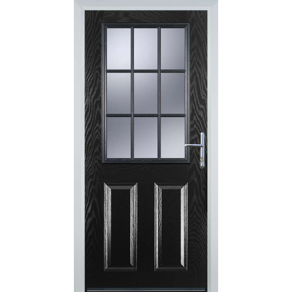 Door Stop 2 Panel 1 Grill (K) Composite Traditional Door In Black Image