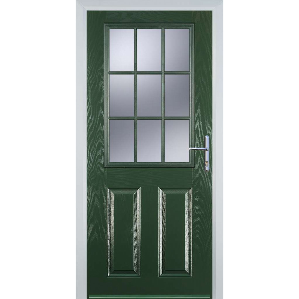 Door Stop 2 Panel 1 Grill (K) Composite Traditional Door In Green Image