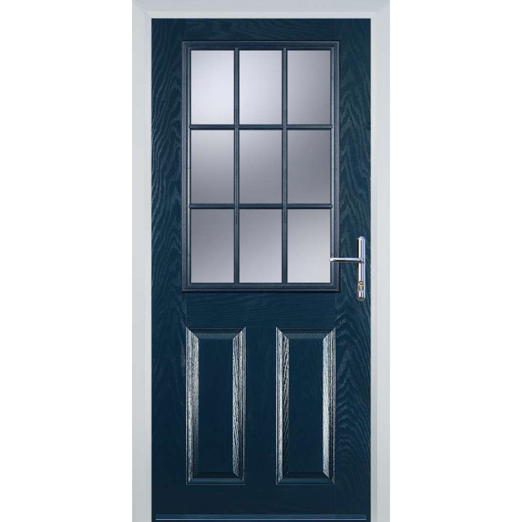 Door Stop 2 Panel 1 Grill (K) Composite Traditional Door In Blue Image