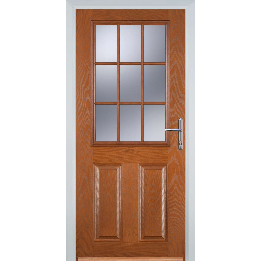 Door Stop 2 Panel 1 Grill (K) Composite Traditional Door In Oak Image