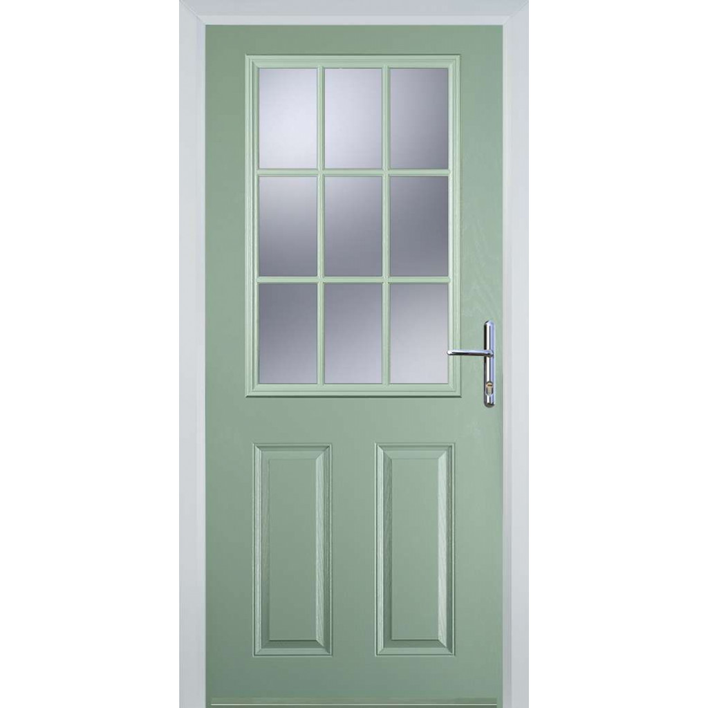 Door Stop 2 Panel 1 Grill (K) Composite Traditional Door In Chartwell Green Image