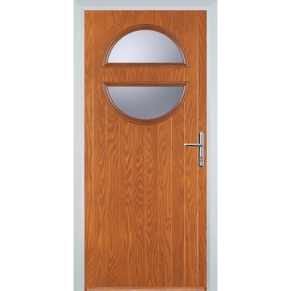 Door Stop Circle (X) Composite Contemporary Door In Oak Image