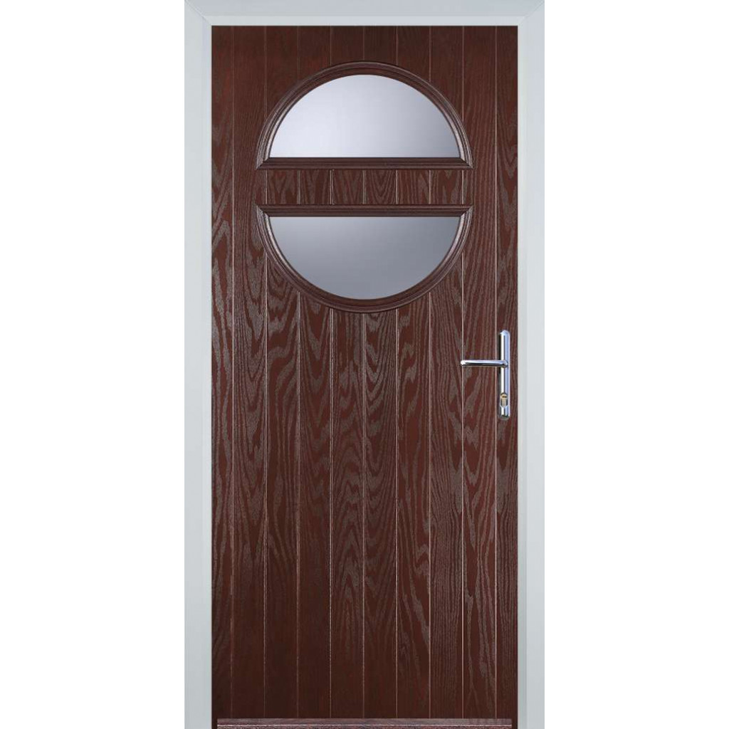 Door Stop Circle (X) Composite Contemporary Door In Dark Wood Image