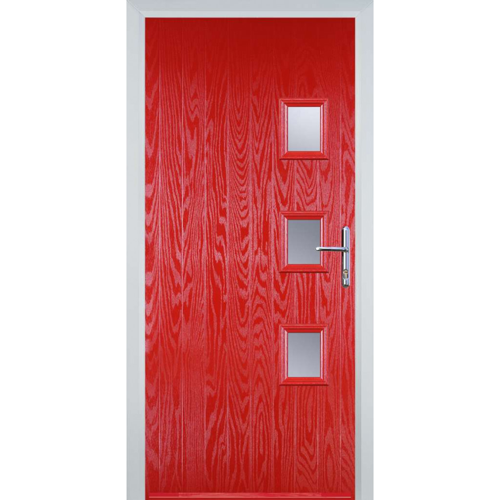 Door Stop 3 Square (Y) Composite Contemporary Door In Poppy Red (High Gloss) Image
